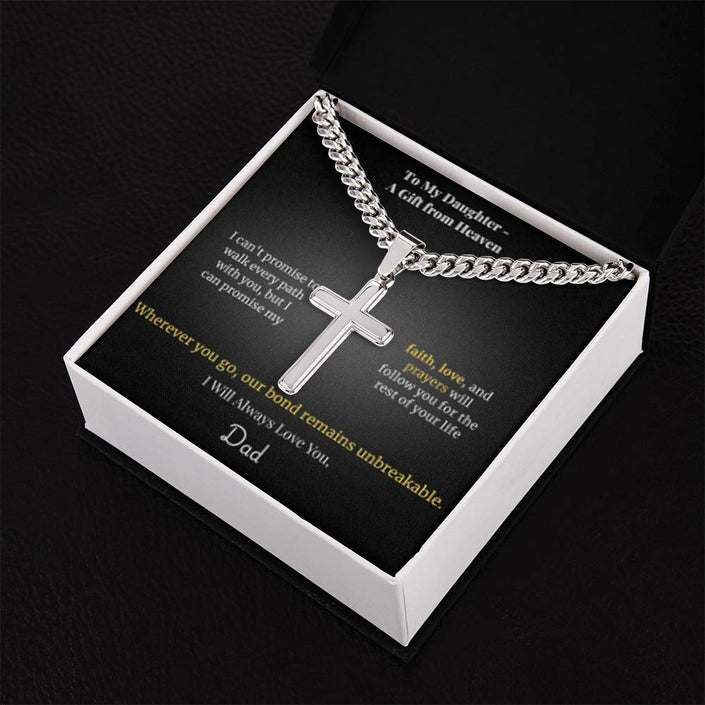 To My Daughter – A Gift from Heaven Cross Necklace from Dad