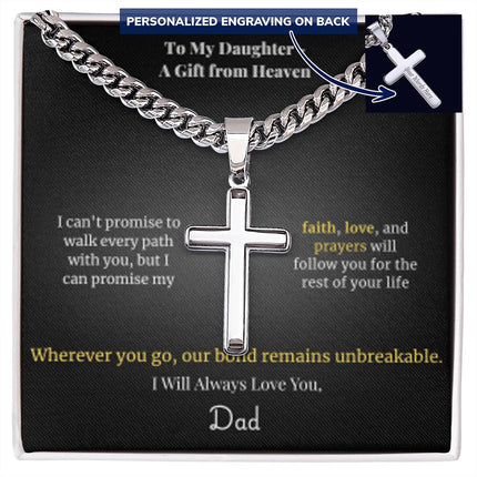 To My Daughter – A Gift from Heaven Cross Necklace from Dad