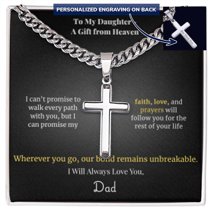 To My Daughter – A Gift from Heaven Cross Necklace from Dad