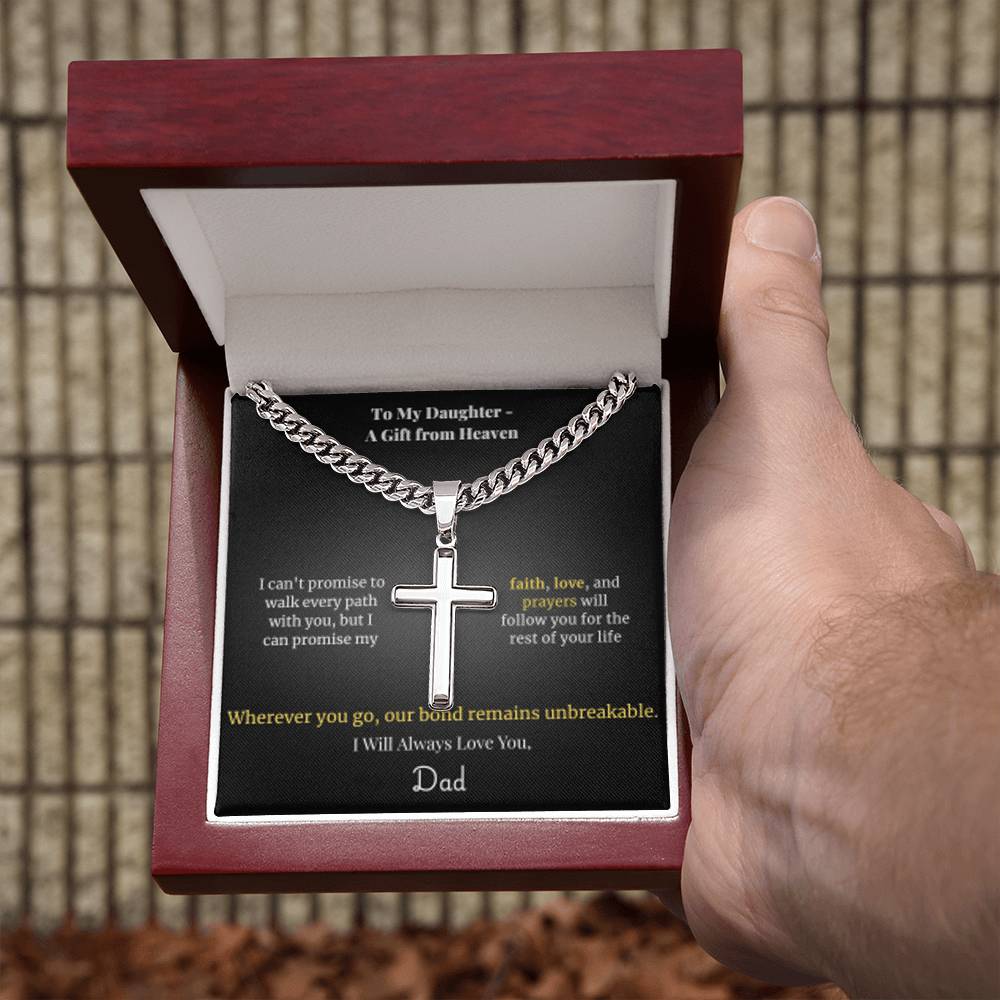 To My Daughter – A Gift from Heaven Cross Necklace from Dad