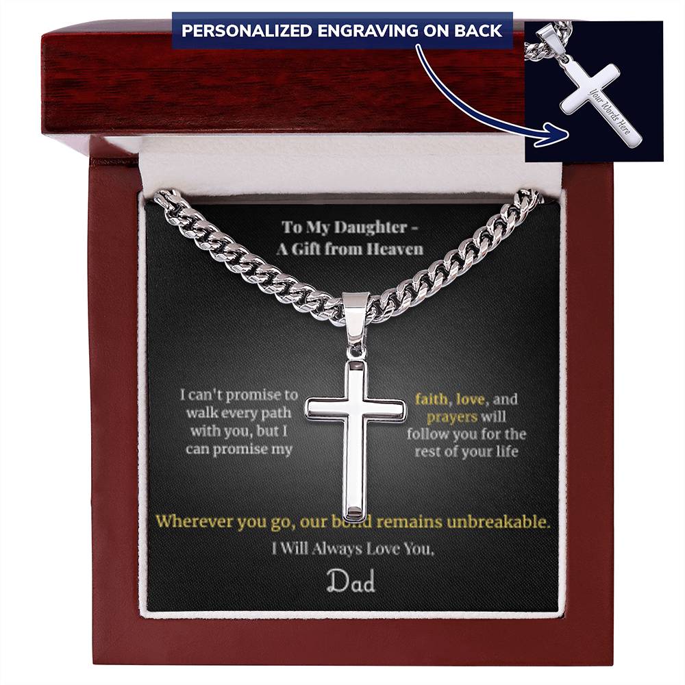 To My Daughter – A Gift from Heaven Cross Necklace from Dad