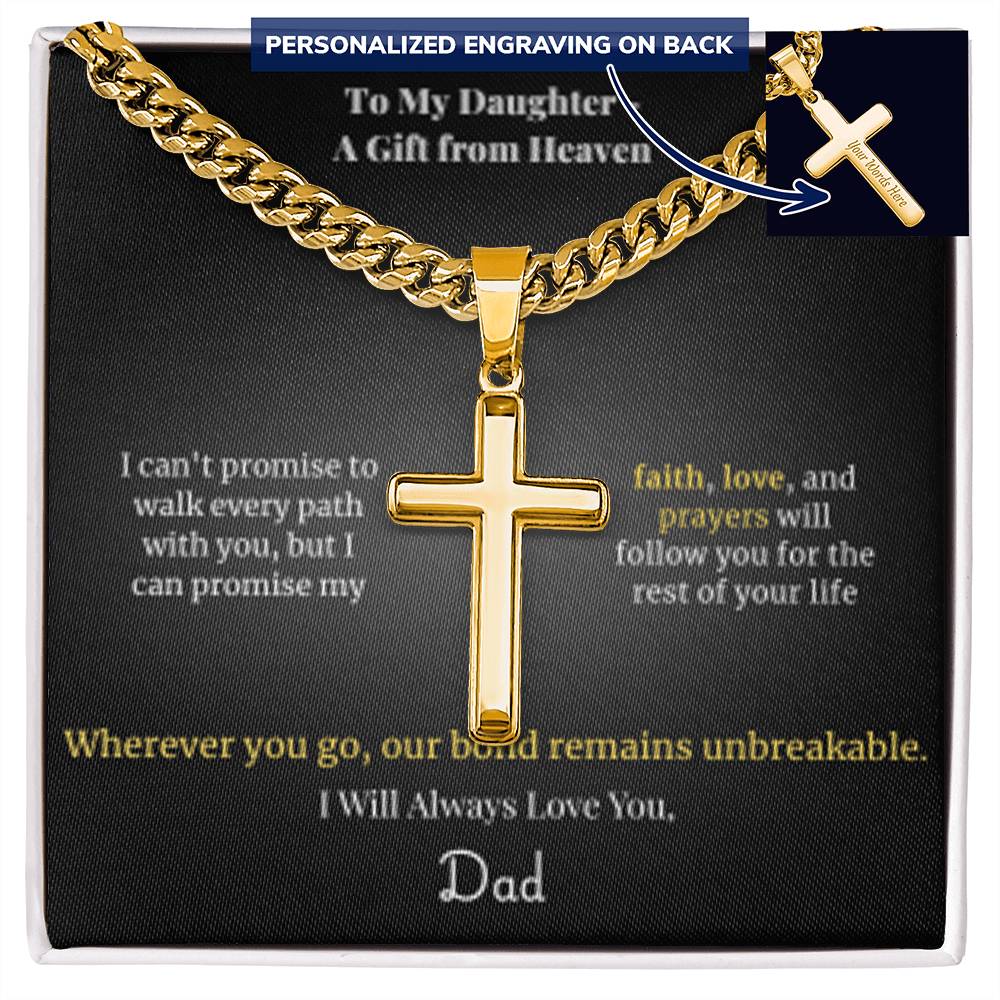 To My Daughter – A Gift from Heaven Cross Necklace from Dad
