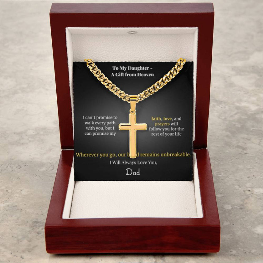 To My Daughter – A Gift from Heaven Cross Necklace from Dad