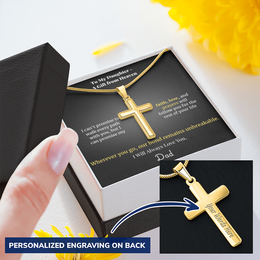 Faith Cross Necklace Gold Finish | Snake Chain | Personalized Gift