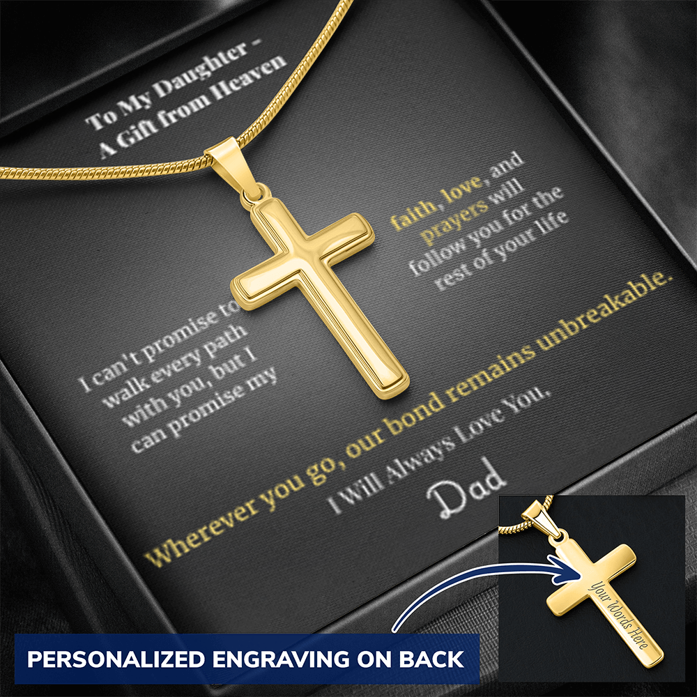 Faith Cross Necklace Gold Finish | Snake Chain | Personalized Gift
