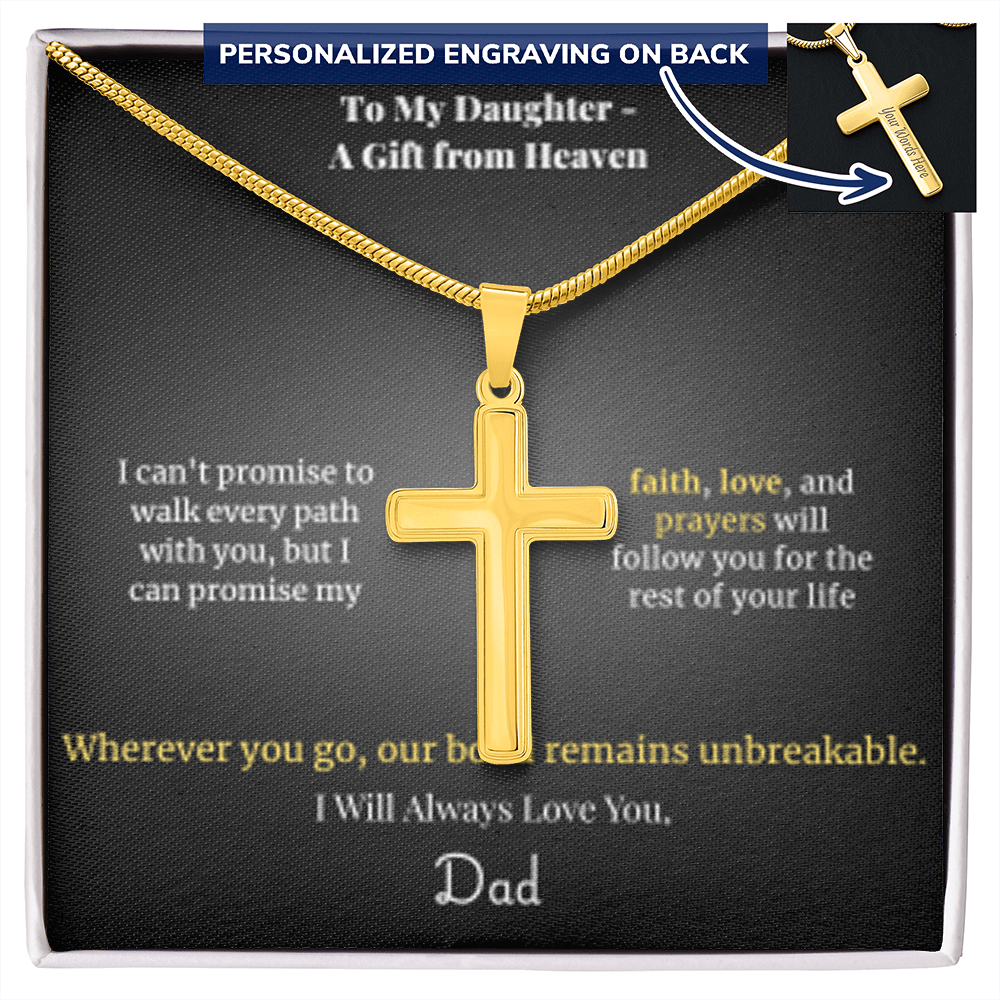 Faith Cross Necklace Gold Finish | Snake Chain | Personalized Gift