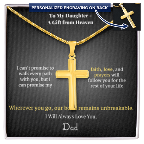 Faith Cross Necklace Gold Finish | Snake Chain | Personalized Gift