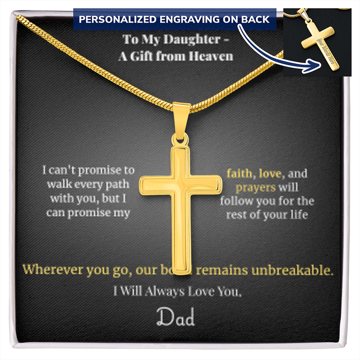 Faith Cross Necklace Gold Finish | Snake Chain | Personalized Gift