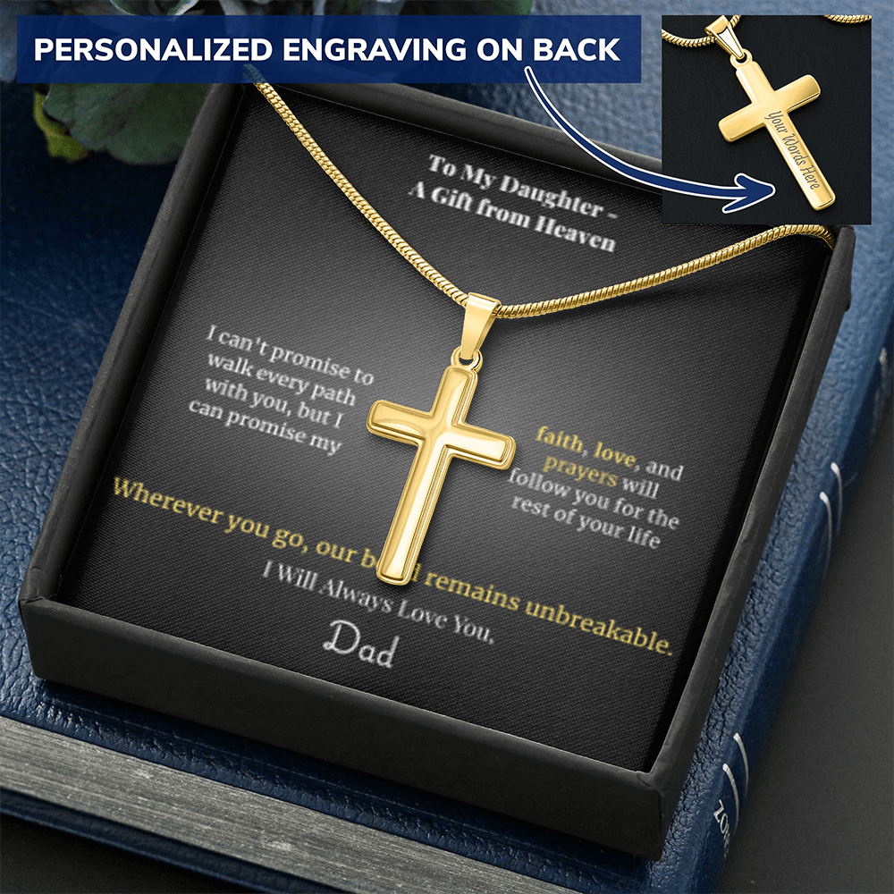 Faith Cross Necklace Gold Finish | Snake Chain | Personalized Gift