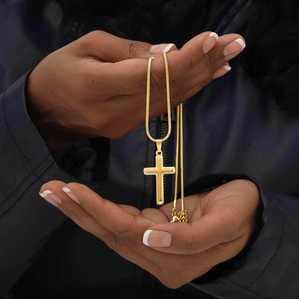 Faith Cross Necklace Gold Finish | Snake Chain | Personalized Gift