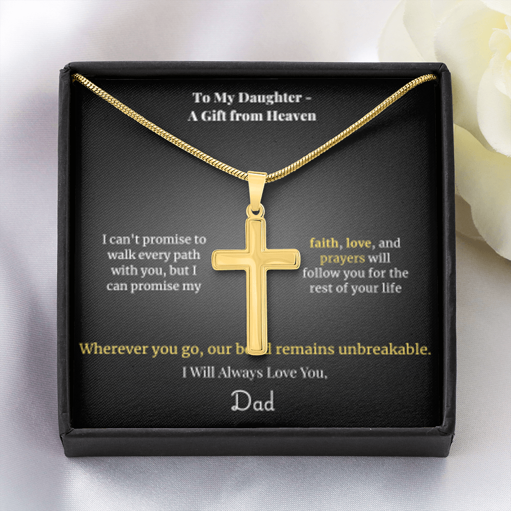 Faith Cross Necklace Gold Finish | Snake Chain | Personalized Gift