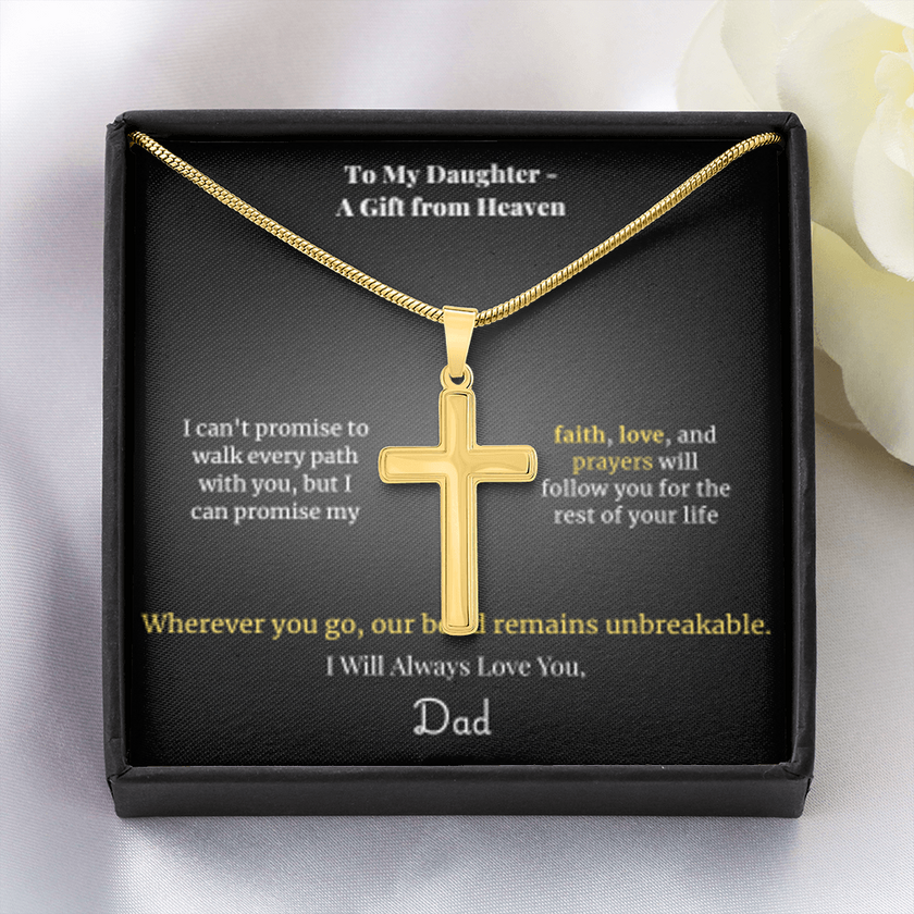 Faith Cross Necklace Gold Finish | Snake Chain | Personalized Gift