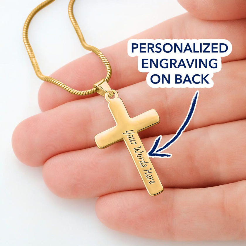 Faith Cross Necklace Gold Finish | Snake Chain | Personalized Gift
