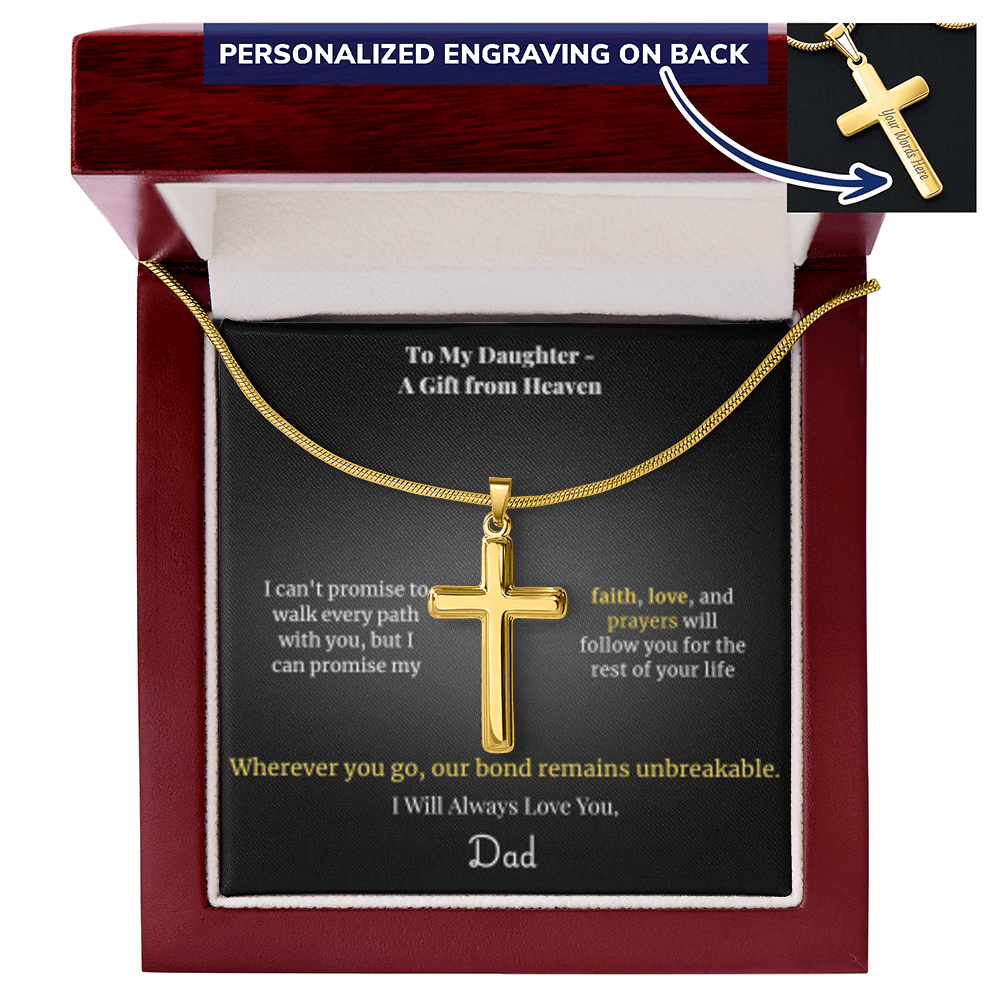 Faith Cross Necklace Gold Finish | Snake Chain | Personalized Gift