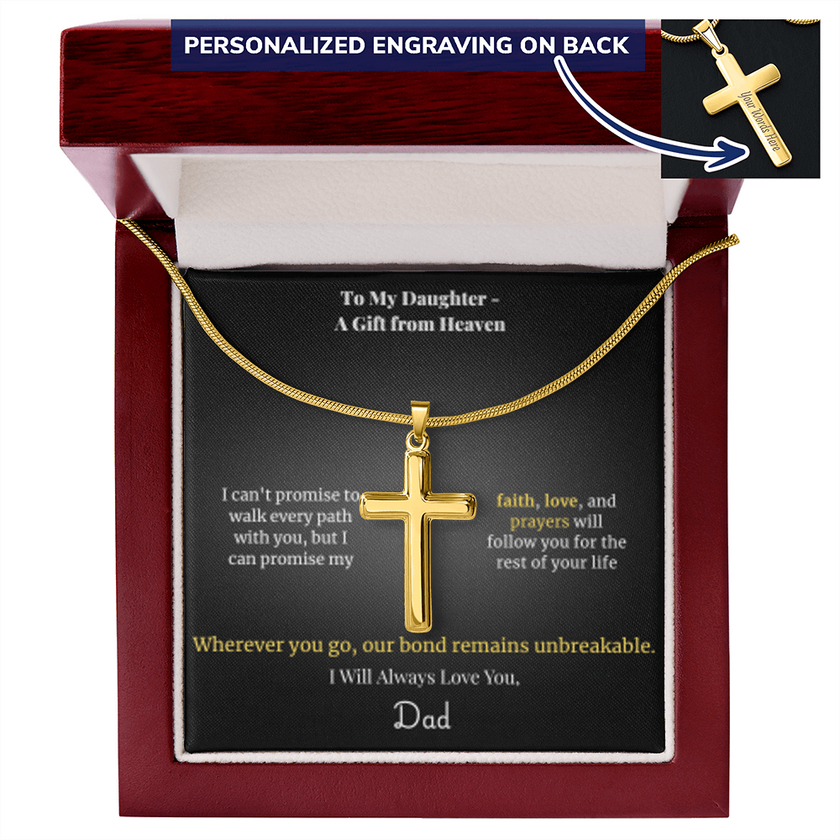 Faith Cross Necklace Gold Finish | Snake Chain | Personalized Gift