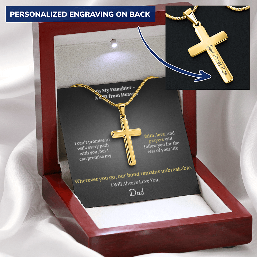Faith Cross Necklace Gold Finish | Snake Chain | Personalized Gift