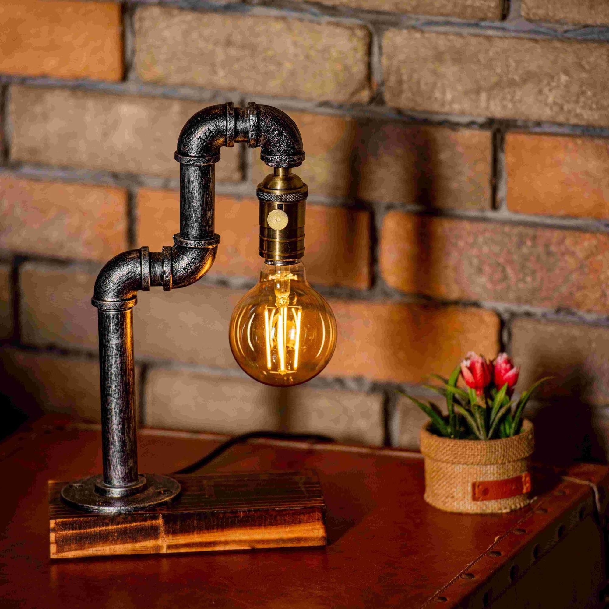 Aurora Steampunk Handmade Vintage Adjustable Pipe Lamp - Carbone's Marketplace