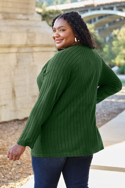 Basic Bae Full Size Ribbed Round Neck Long Sleeve Knit Top - Carbone's Marketplace