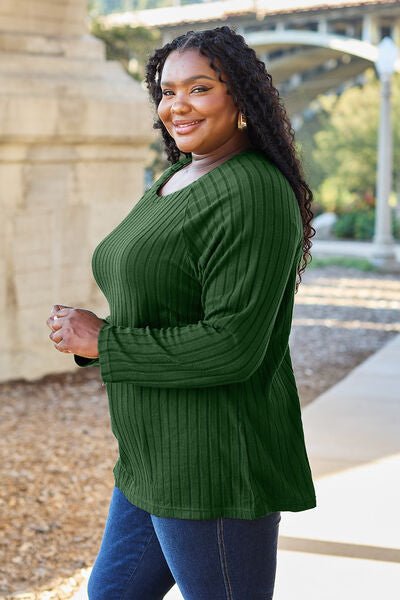 Basic Bae Full Size Ribbed Round Neck Long Sleeve Knit Top - Carbone's Marketplace