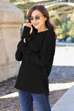 Basic Bae Full Size Ribbed Round Neck Long Sleeve Knit Top - Carbone's Marketplace