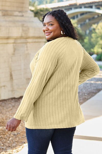 Basic Bae Full Size Ribbed Round Neck Long Sleeve Knit Top - Carbone's Marketplace