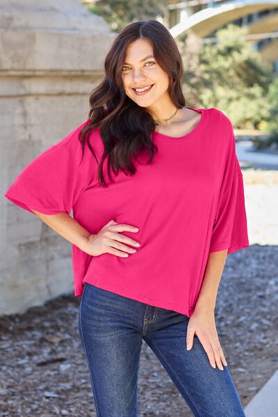 Basic Bae Full Size Round Neck Drop Shoulder T-Shirt - Carbone's Marketplace