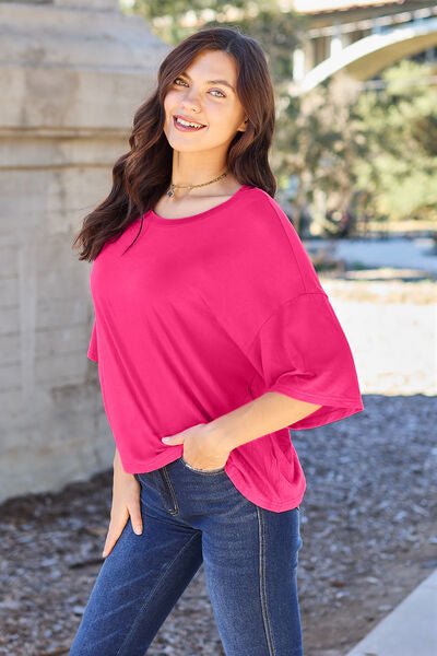 Basic Bae Full Size Round Neck Drop Shoulder T-Shirt - Carbone's Marketplace