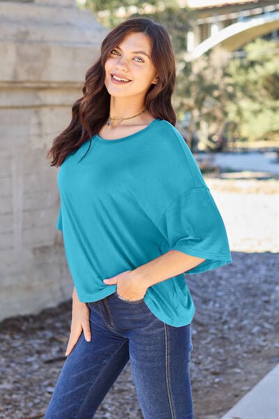 Basic Bae Full Size Round Neck Drop Shoulder T-Shirt - Carbone's Marketplace