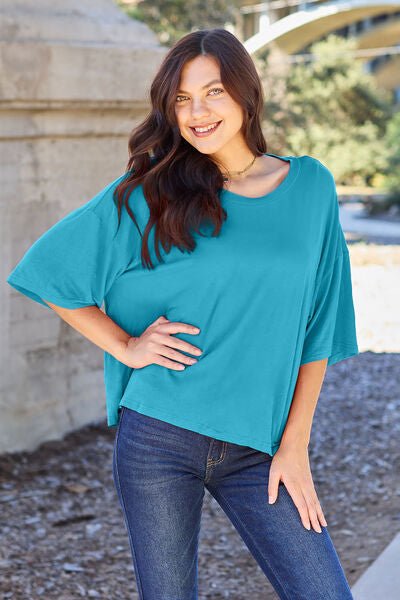 Basic Bae Full Size Round Neck Drop Shoulder T-Shirt - Carbone's Marketplace