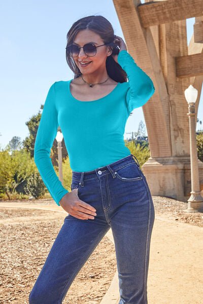 Basic Bae Full Size Round Neck Long Sleeve Bodysuit - Carbone's Marketplace