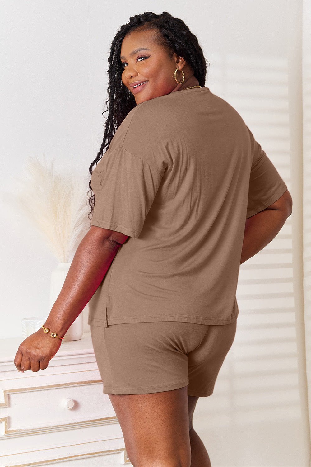 Basic Bae Full Size Soft Rayon Half Sleeve Top and Shorts Set - Carbone's Marketplace