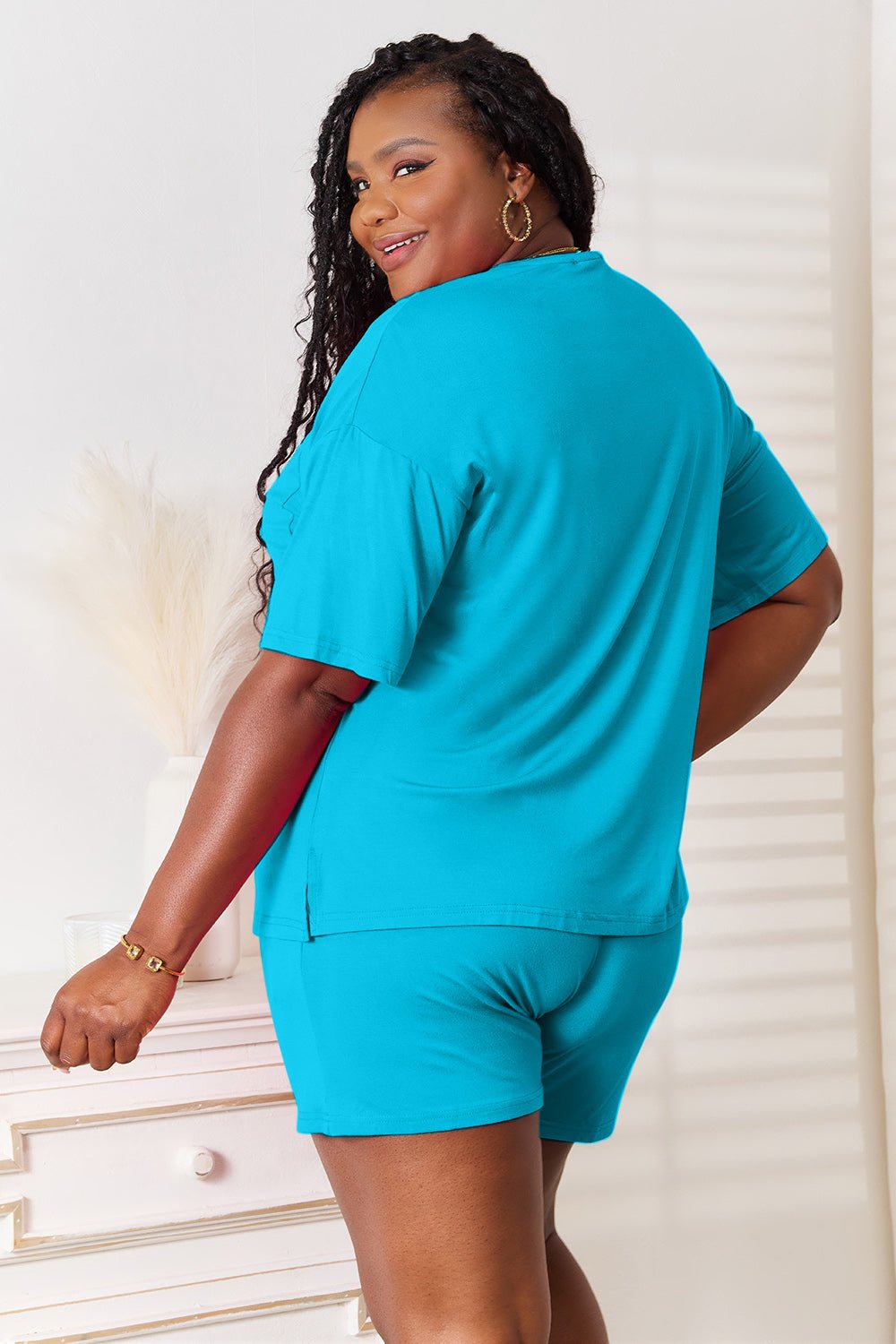 Basic Bae Full Size Soft Rayon Half Sleeve Top and Shorts Set - Carbone's Marketplace