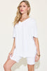 Basic Bae Full Size V - Neck Drop Shoulder Short Sleeve T-Shirt and Shorts Set - Carbone's Marketplace