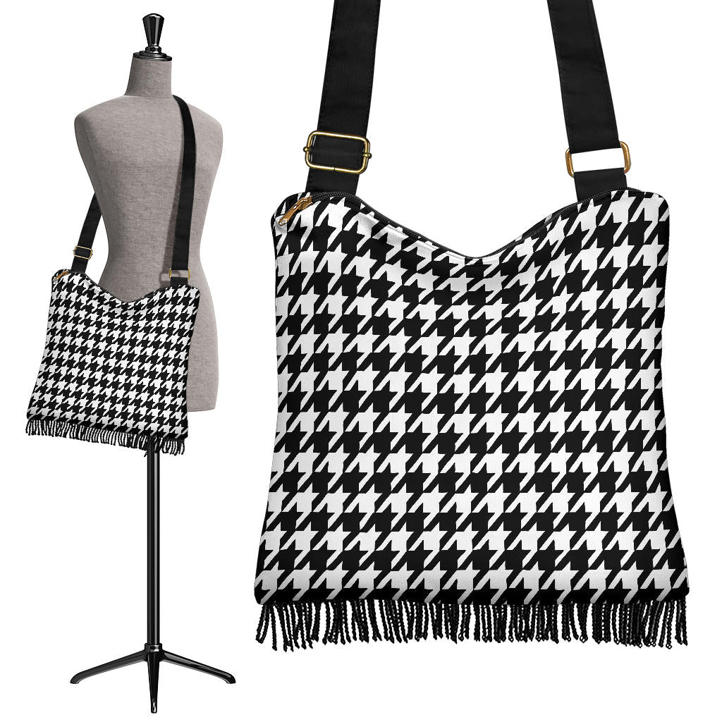 Black and White Crossbody Boho Handbag - Carbone's Marketplace