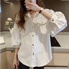 Blouses Shirts Women Spring Pockets Long Sleeve Fashion Solid Korean - Carbone's Marketplace