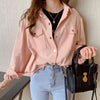 Blouses Shirts Women Spring Pockets Long Sleeve Fashion Solid Korean - Carbone's Marketplace