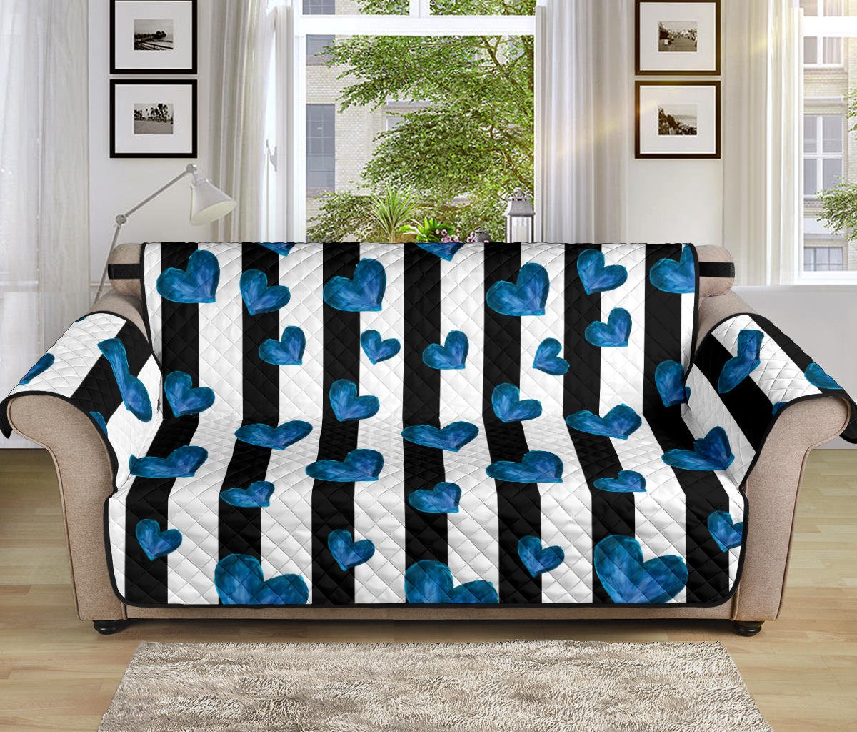 Blue Hearts 70'' Sofa Protector - Carbone's Marketplace