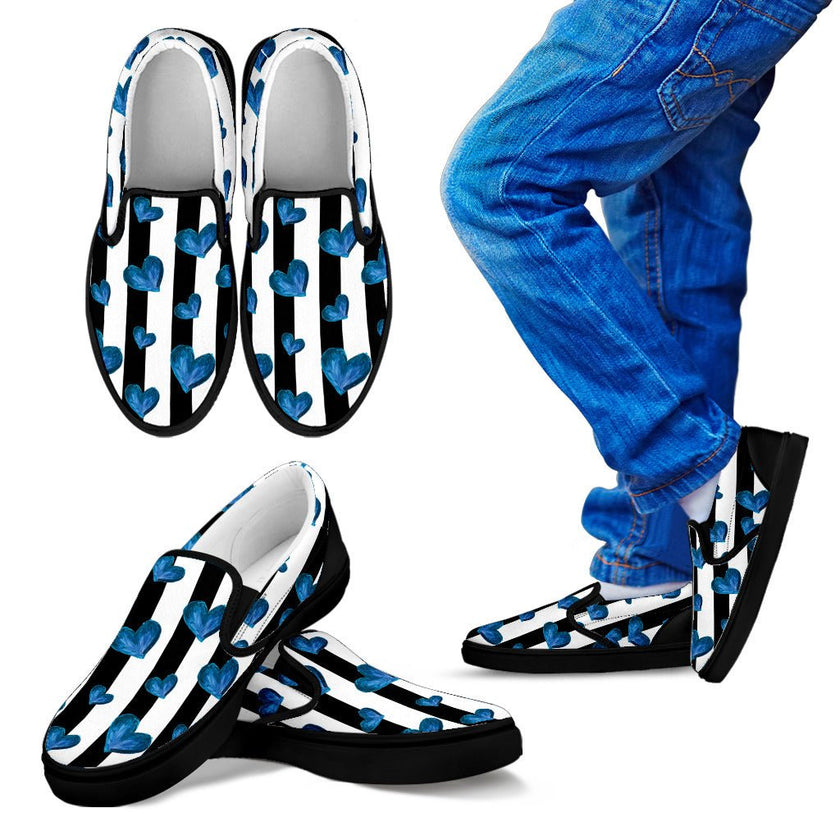 Blue Hearts Kid's Slip Ons - Carbone's Marketplace