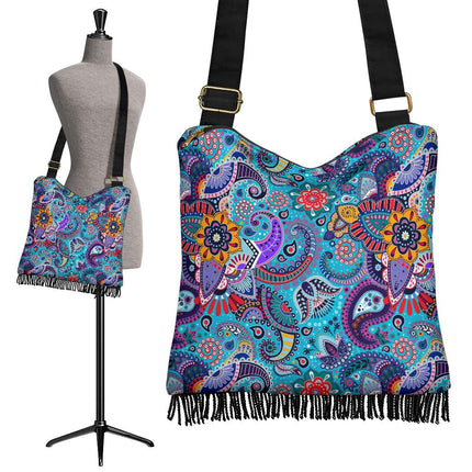 Blue Wild Flower Paisley Crossbody Handbag - Carbone's Marketplace