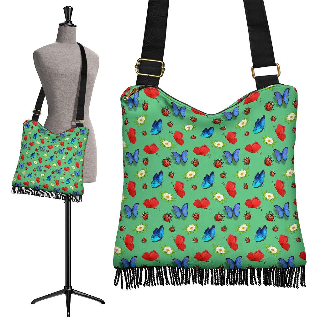 Butterfly Garden Crossbody Boho Handbag - Carbone's Marketplace