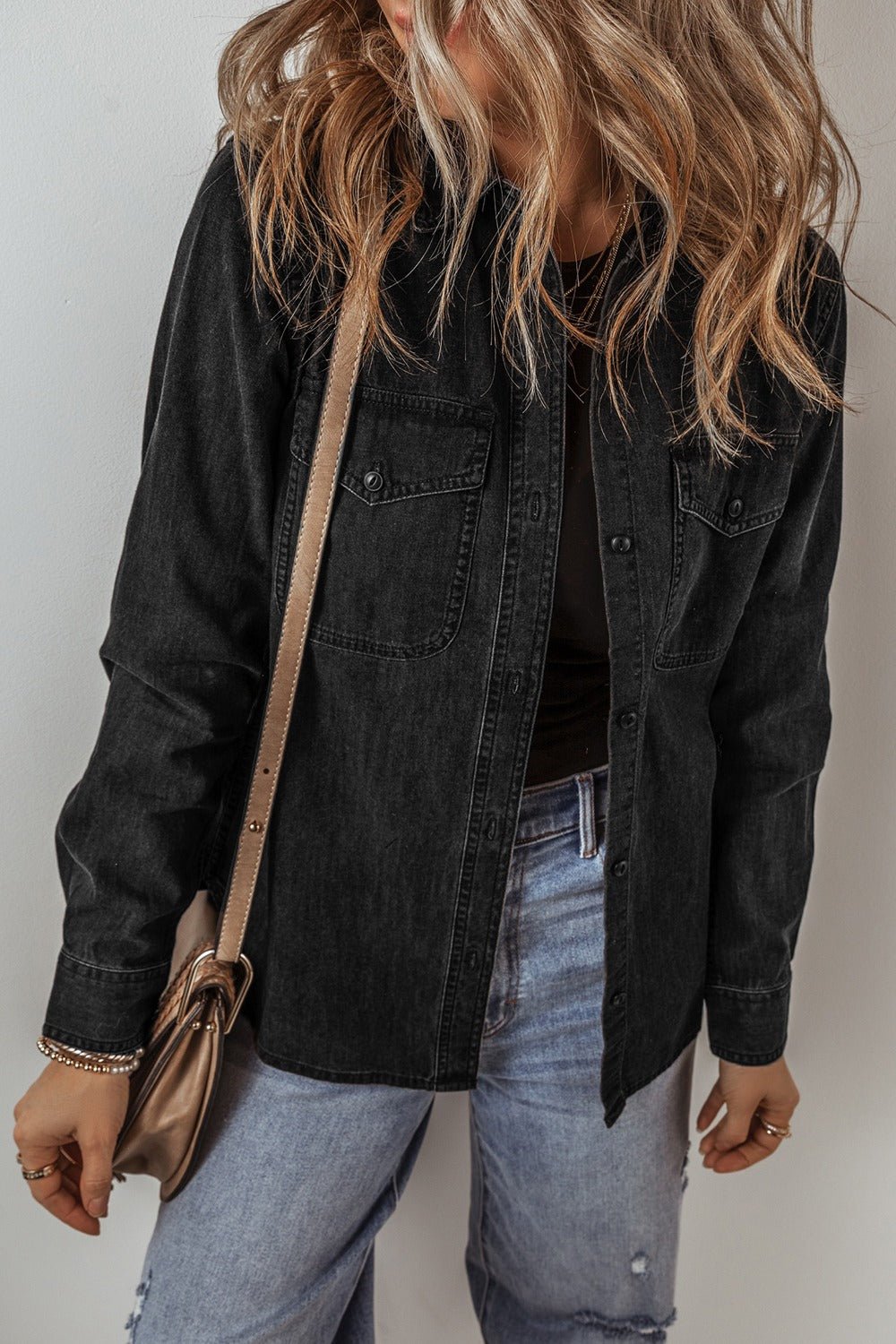 Button Up Long Sleeve Denim Jacket - Carbone's Marketplace