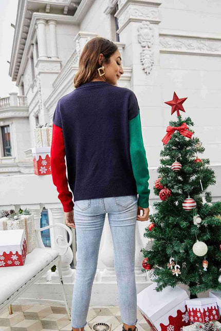 Christmas Color Block Knit Pullover - Carbone's Marketplace