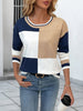 Color Block Round Neck Sweater with Ribbed Trim - Carbone's Marketplace