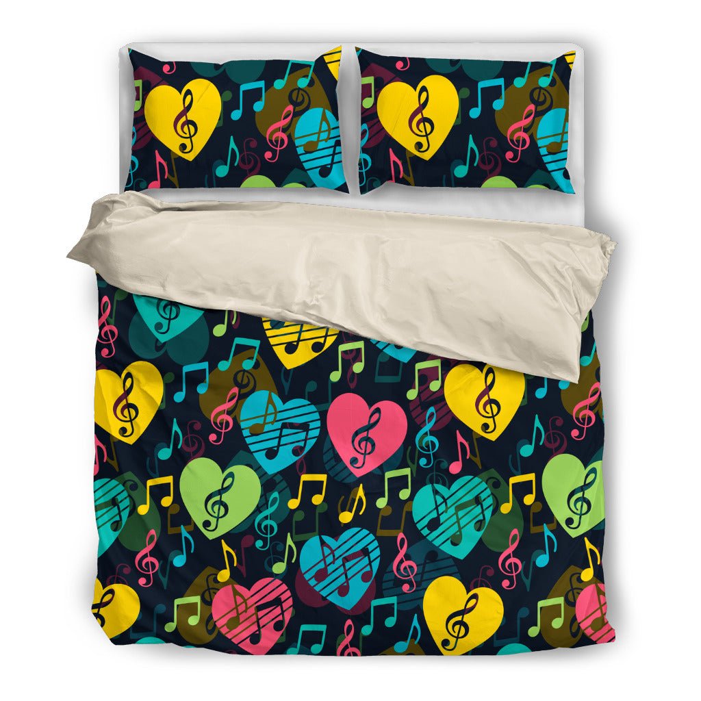 Colorful Hearts Music Bedding Set - Carbone's Marketplace