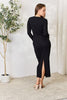 Culture Code Full Size Ribbed Long Sleeve Midi Slit Dress - Carbone's Marketplace