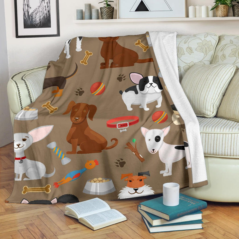Cute Funny Dog Cartoon Background Premium Blanket - Carbone's Marketplace