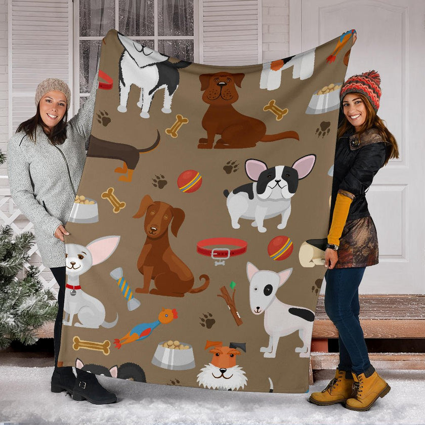 Cute Funny Dog Cartoon Background Premium Blanket - Carbone's Marketplace