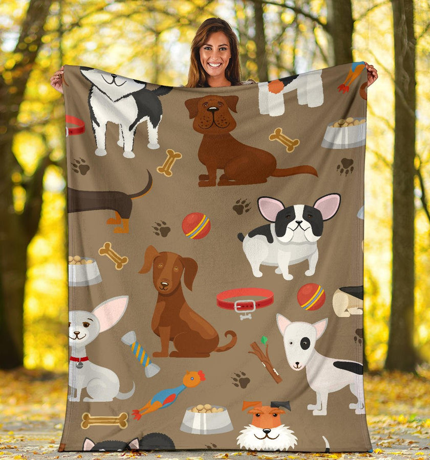 Cute Funny Dog Cartoon Background Premium Blanket - Carbone's Marketplace