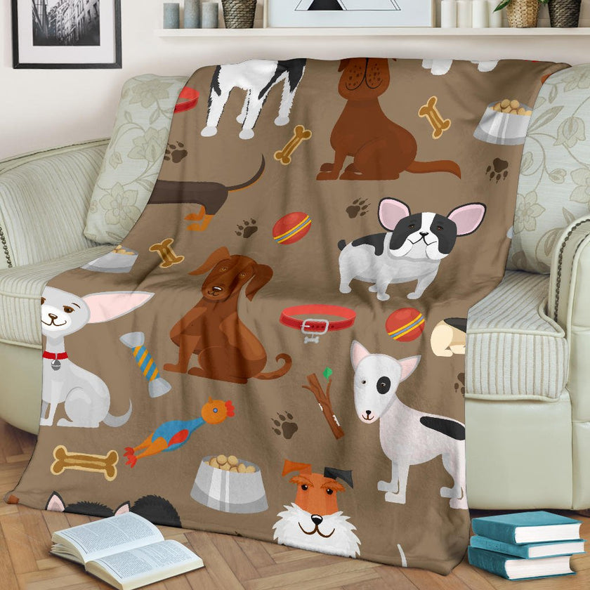 Cute Funny Dog Cartoon Background Premium Blanket - Carbone's Marketplace