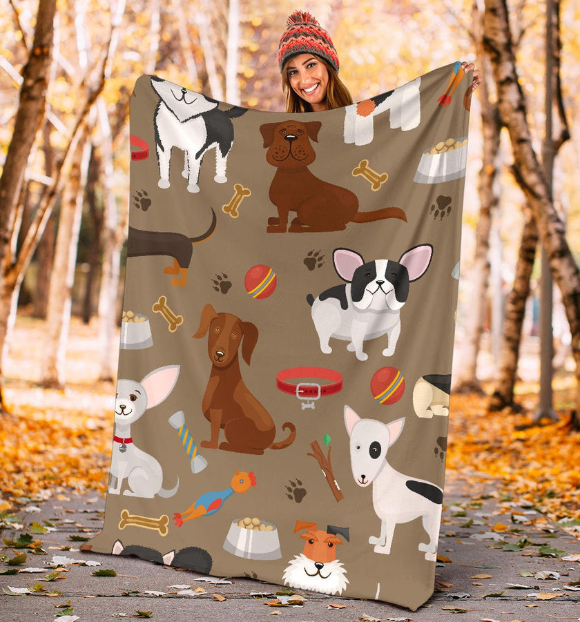 Cute Funny Dog Cartoon Background Premium Blanket - Carbone's Marketplace